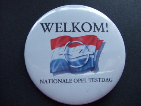 Nationale Opel Testdag vlag logo Opel, welkom